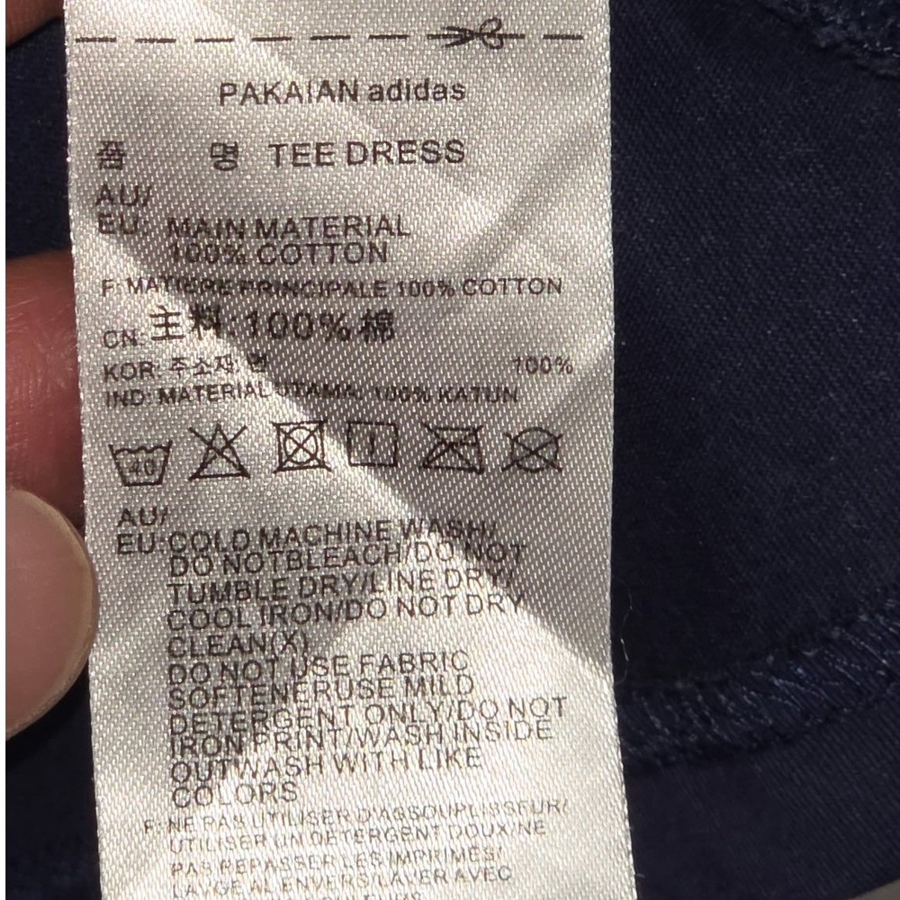 Adidas Originals Long Sleeve Tee Dress Navy Blue Red Ringer Trefoil Stripes XL - Picture 6 of 6